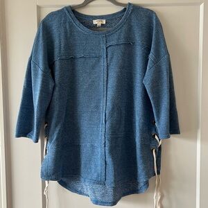 Umgee Blue Top with Cropped Sleeves